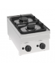 Cucina a gas 2 fuochi da banco in acciaio Inox, con griglie in ghisa - potenza fuochi 1x3kw + 1x3,6kw - cm 35x60x30h