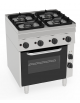 Cucina a gas 4 fuochi su forno elettrico ventilato monofase con camera cm 46x41,5x32h, 1 griglia e 1 teglia - cm 70x60x85h
