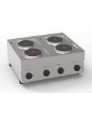 Cucina elettrica da banco in acciaio Inox, 4 piastre ermetiche tonde Ø cm 18 - potenza Kw 8 trifase - cm 70x60x30h