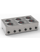 Cucina elettrica da banco in acciaio Inox, 6 piastre ermetiche tonde Ø cm 18 - pot. totale Kw 12 trifase - cm 105x60x30h