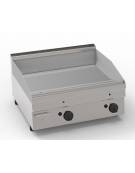 Fry-Top a gas da banco, 2 zone cottura, piastra liscia cromata cm 69,6x52, potenza gas Kw 8 - cm 70x60x30h