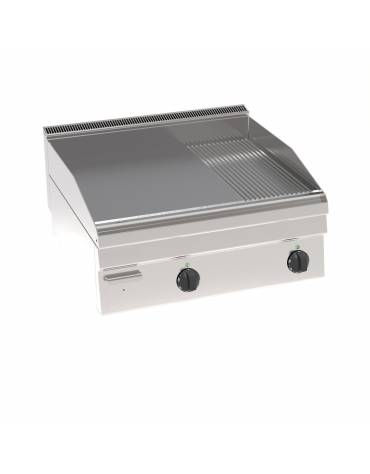 Fry top elettrico trifase-7.8kw da banco, piastra 1/3Rigata 2/3Liscia - sup. di cottura cm 69,6x56,4  - dim. 70x60x30h