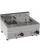 Friggitrice a gas da banco, 2 vasche da Lt 8+8, con scambiatori di calore - potenza gas kw 12,5 - cm 70x60x30h