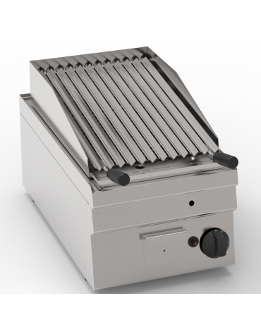 Griglia gas a pietra lavica da banco - 1 griglia inox a "V" da cm 30x48 - potenza gas totale Kw 6,9 - cm 35x60x30h