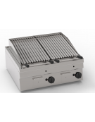 Griglia gas a pietra lavica da banco, 2 griglie inox a V da cm 30x48 cad. - potenza gas tot. Kw 13,8 - cm 70x60x30h