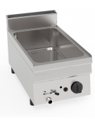 Bagnomaria a gas da banco, 1 vasca AISI 304 - GN1/1 dim. cm 30,5x51x16,5h - dim tot. cm 35x60x30h Bagnomaria a gas da banco, 1 vasca AISI 304 - GN1/1 dim. cm 30,5x51x16,5h - dim tot. cm 35x60x30h