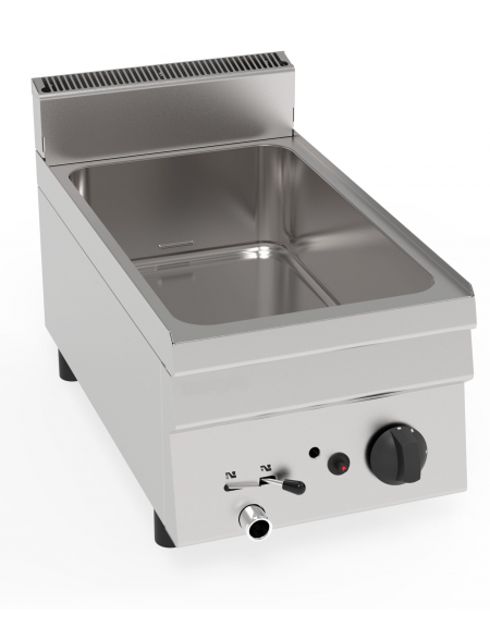 Bagnomaria a gas da banco, 1 vasca AISI 304 - GN1/1 dim. cm 30,5x51x16,5h - dim tot. cm 35x60x30h Bagnomaria a gas da banco, 1 vasca AISI 304 - GN1/1 dim. cm 30,5x51x16,5h - dim tot. cm 35x60x30h