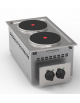 Cucina elettrica da incasso in acciaio Inox, 2 piastre ermetiche tonde Ø cm 22 - potenza tot Kw 5,2 trifase - cm 35x60x26,6h