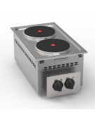 Cucina elettrica da incasso in acciaio Inox, 2 piastre ermetiche tonde Ø cm 22 - potenza tot Kw 5,2 monofase - cm 35x60x26,6h