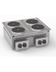 Cucina elettrica da incasso in acciaio Inox, 4 piastre ermetiche tonde Ø cm 22 - potenza tot Kw 10,4 trifase - cm 70x60x26,6h