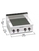 Tuttapiastra elettrico da banco - ALTA POTENZA - zone cottura in ghisa 4x3 kw - cm 80x70x29h