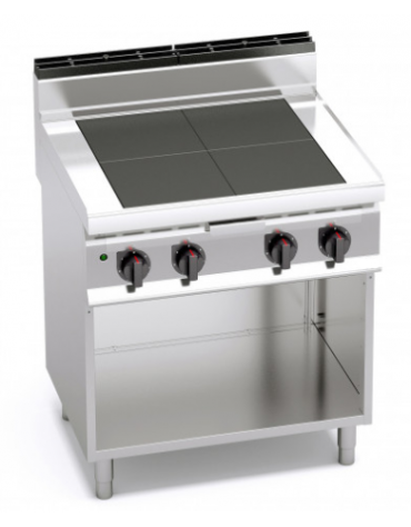 Tuttapiastra elettrico su vano aperto - ALTA POTENZA - zone cottura in ghisa 4x3 kw - cm 80x70x90h