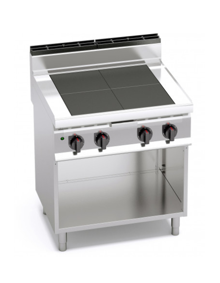 Tuttapiastra elettrico su vano aperto - ALTA POTENZA - zone cottura in ghisa 4x3 kw - cm 80x70x90h