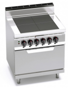 Tuttapiastra elettrico - ALTA POTENZA - zone cottura in ghisa 4x3 kw - con forno elettrico - cm 80x70x90h