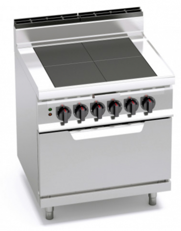 Tuttapiastra elettrico - ALTA POTENZA - zone cottura in ghisa 4x3 kw - con forno elettrico - cm 80x70x90h