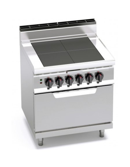 Tuttapiastra elettrico - ALTA POTENZA - zone cottura in ghisa 4x3 kw - con forno elettrico - cm 80x70x90h