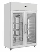 Armadio refrigerato GN 2/1 inox con 2 porte a vetri, refrigerazione ventilata - temp. +3/+10°C - classe C - cm 140x89,1x204,5h