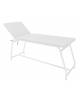Lettino da visita con struttura verniciata bianca-Rivestimento in similpelle ignifuga colore bianco-Portata Kg 120-cm 182x62x79h