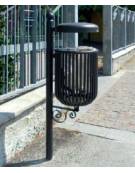 Cestino portarifiuti Lt 35 da inghisare di forma cilindrica, con posacenere sul coperchio - cm Ø 35x158h