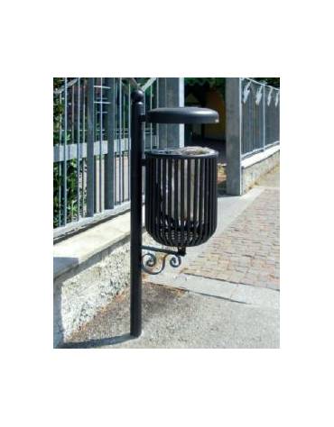 Cestino portarifiuti Lt 35 da inghisare di forma cilindrica, con posacenere sul coperchio - cm Ø 35x158h