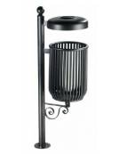 Cestino portarifiuti Lt 35 da inghisare di forma cilindrica, con posacenere sul coperchio - cm Ø 35x158h