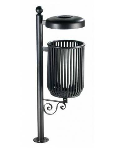 Cestino portarifiuti Lt 35 da inghisare di forma cilindrica, con posacenere sul coperchio - cm Ø 35x158h