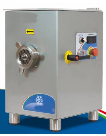 Tritacarne refrigerato attacco 22 con tramoggia estraibile - Collo entrata Ø mm 63 - TRIFASE - Potenza Kw 1,1/ Hp 1,5