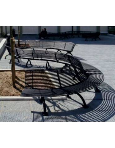 Panchina angolare con schienale interno, struttura in acciaio zincato e verniciato - cm 2024x1277/1740x1740