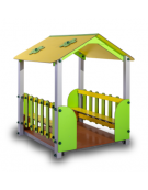 Casetta per bambini con struttura alluminio, 2 falde e 2 panche laterali in bilaminato HPL - cm 130x130x155h