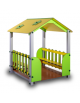 Casetta per bambini con struttura alluminio, 2 falde e 2 panche laterali in bilaminato HPL - cm 130x130x155h