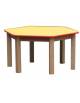 TAVOLINO ESAGONALE PER SCUOLA MATERNA CON GAMBE IN LEGNO DI FAGGIO SEZIONE QUADRA MM 50X50 - LATO MM 60