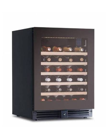 Cantinetta per vino ventilata - porta in vetro nero senza cornice - N° 52 Bottiglie vino - +2°C /+20°C - cm 59,5x57,3x82h