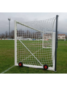Porta calcio cm 732x244. mobile, in alluminio, con sistema di tensionamento rete con pali posteriori verticali