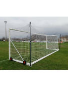 Porta calcio cm 732x244. mobile, in alluminio, con sistema di tensionamento rete con pali posteriori verticali