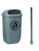 Cestino gettacarte in polietilene ad alta densità colore grigio - capacità: 50 litri - CON PALO IN ACCIAIO DA INTERRARE
