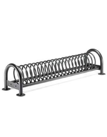 Portabici 9 posti con elemento a spirale, rastrelliera e fianchi zincati e verniciati. Da tassellare - cm 296,5x50x50,5h