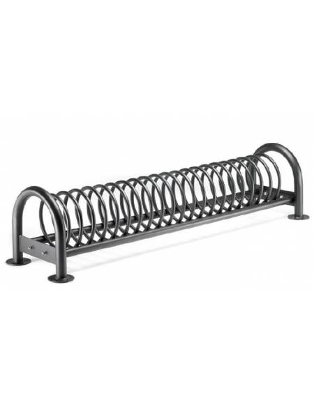 Portabici 9 posti con elemento a spirale, rastrelliera e fianchi zincati e verniciati. Da tassellare - cm 296,5x50x50,5h