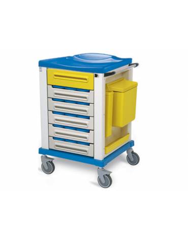 Carrello portamedicinali - piccolo - con 15 divisori a 3 scomparti - cm 82x64x100h