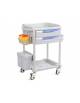 Carrello trattamento terapia in ABS esterno ed interno in acciaio ed alluminio - 2 cassetti con divisori - cm 75x47,5x92h