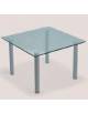 Tavolino attesa con piano in cristallo e struttura grigio alluminio - cm 50x50x35h