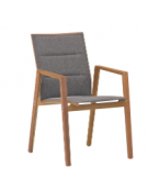 Sedia per interni e esterni, struttura in teak e tessuto idrorepellente - cm 57x48x88h