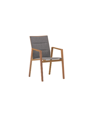 Sedia per interni e esterni, struttura in teak e tessuto idrorepellente - cm 57x48x88h