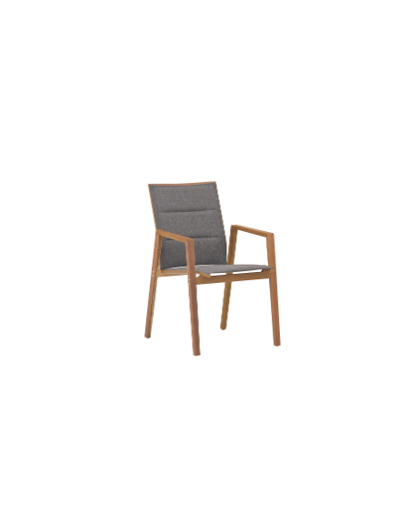 Sedia per interni e esterni, struttura in teak e tessuto idrorepellente - cm 57x48x88h