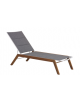 Lettino da mare o spiaggia con struttura in alluminio e teak, tessuto imbottito - cm L194 x P66