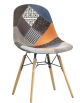 Sedia per interni con struttura in legno di faggio e metallo verniciato, scocca imbottita, rivestimento in tessuto - cm 45x40x89