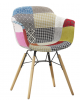 Poltroncina per interni, struttura in legno e metallo verniciato, scocca imbottita, rivestimento in tessuto - cm 42x40x80h