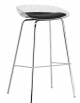 Sgabello con struttura in metallo cromato, seduta in policarbonato, cuscino in ecopelle - cm 37x39x84h