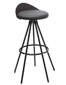 Sgabello con struttura in metallo verniciato, seduta in polipropilene, cuscino ecopelle - cm 43x43x85h