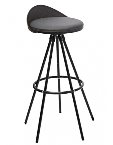Sgabello con struttura in metallo verniciato, seduta in polipropilene, cuscino ecopelle - cm 43x43x85h