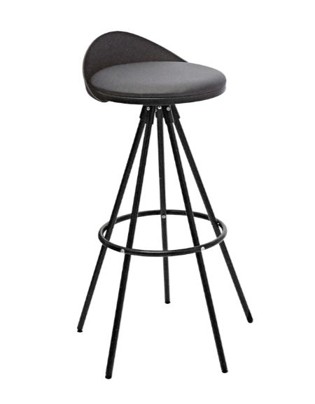 Sgabello con struttura in metallo verniciato, seduta in polipropilene, cuscino ecopelle - cm 43x43x85h
